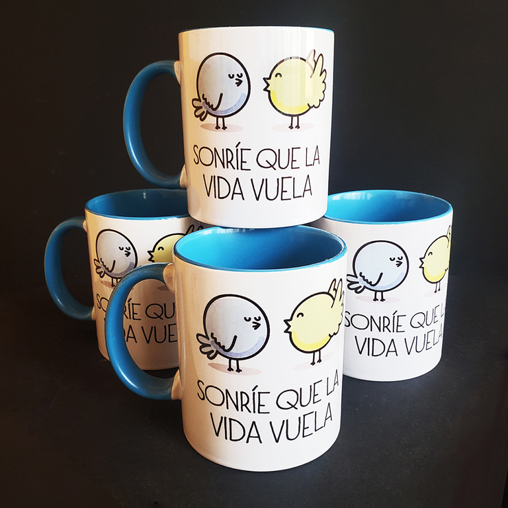 TAZA DE PAJARITOS PARA DESEAR BUEN DÍA